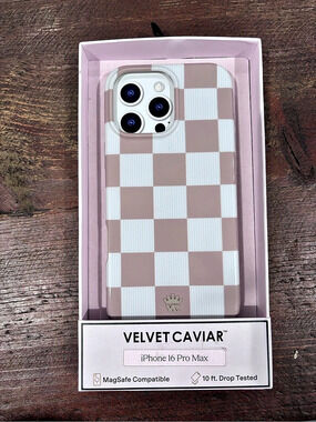 iPhone 16 Pro Max Velvet Caviar Pretty Protective Pink White Checkered Case NWT